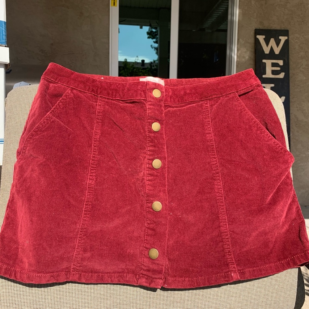 Altar’d State maroon corduroy skirt